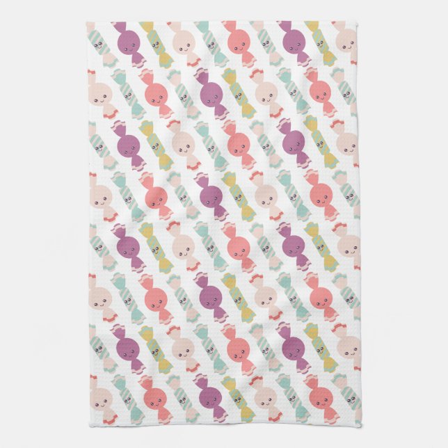 Kawaii Smiling Candy Kitchen Towel (Vertical)