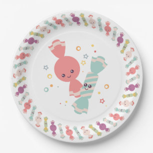 Kawaii Smiling Candy Paper Plates