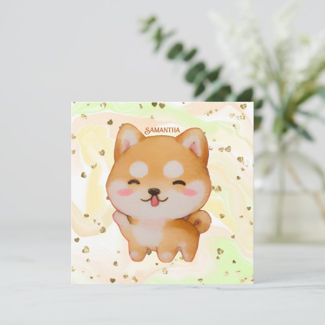 Kawaii Smiling Cartoon-Style Shiba Inu (Standing Front)