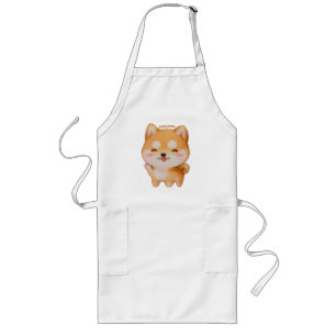 Kawaii Smiling Cartoon-Style Shiba Inu Long Apron