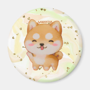 Kawaii Smiling Cartoon-Style Shiba Inu Magnet
