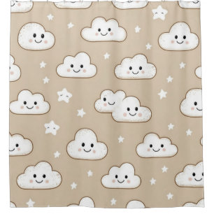  Kawaii Smiling Clouds & Stars on Beige