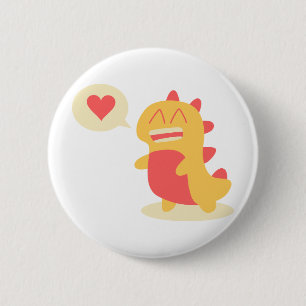 Kawaii smiling Dino talking about love 2 Inch Round Button