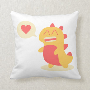 Kawaii smiling Dino talking about love Throw Pillow