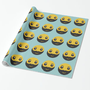 Kawaii Smiling with Beard & Moustache Wrapping Paper