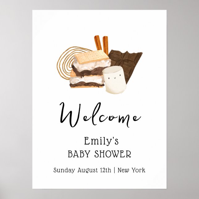 Kawaii S'more Fun Baby Shower Welcome  Poster (Front)