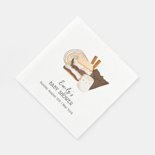 Kawaii S'more Love & Fun Baby Shower Napkin (Corner)