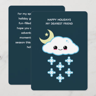 Kawaii Snow Cloud Holiday  Card