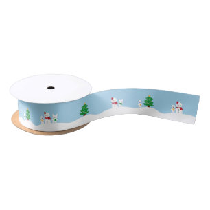 Kawaii Snow Day with Bunny & Bear Christmas Satin Ribbon