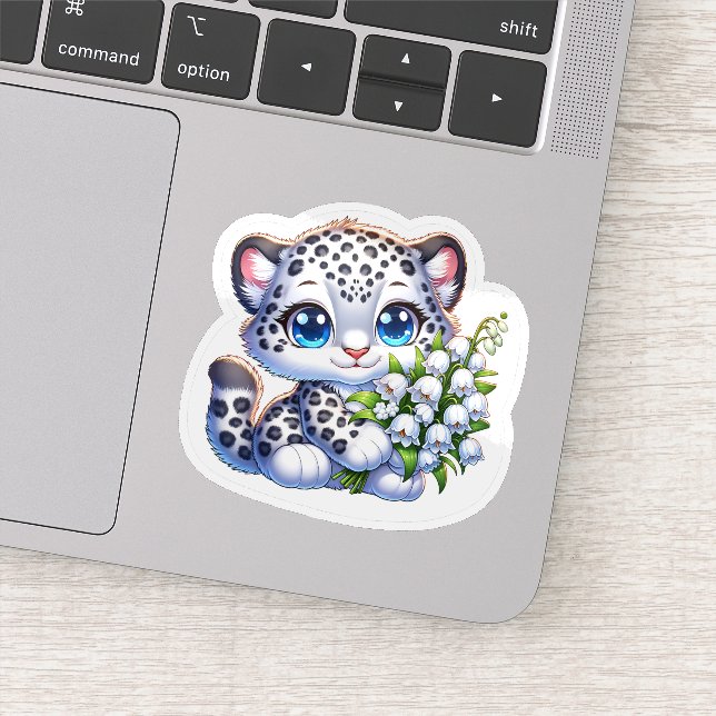 Kawaii Snow Leopard Big Cat Anime Stickers (Détail)