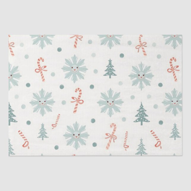 Kawaii Snowflakes pattern Tissue Paper (Front)