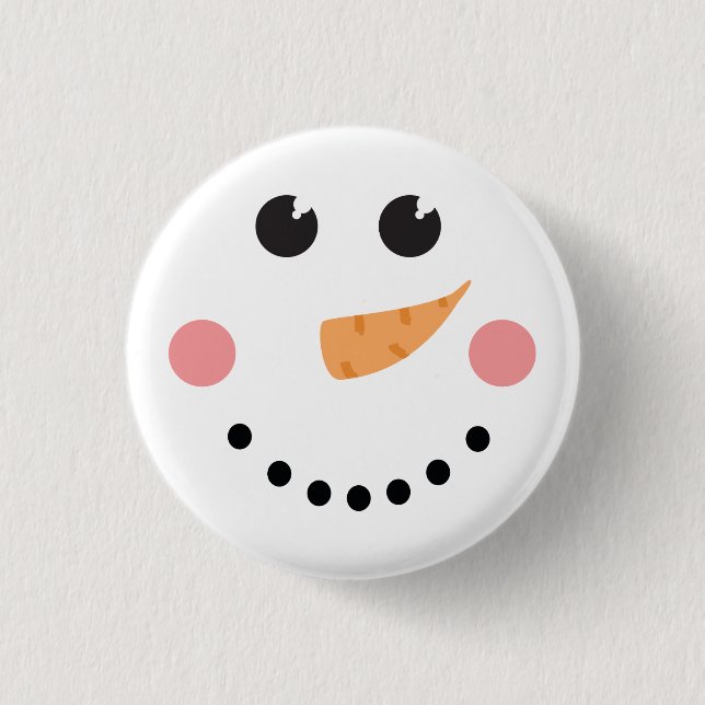 Kawaii Snowman Face with carrot nose 1 Inch Round Button (Front)