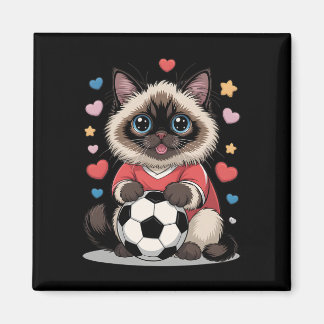 Kawaii Soccer Cat Just Girl Who Loves Birman Winni Magnet