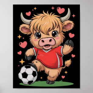 Kawaii Soccer Heifer Just Girl Who Loves Ball Cows Poster