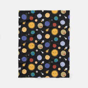 Kawaii Solar System Fleece Blanket