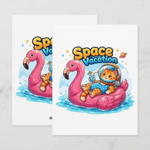Kawaii Space Cat Vacation Design Holiday Card