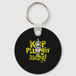 Kawaii Spark Plug Keep Pluggin Away Motivational R Keychain