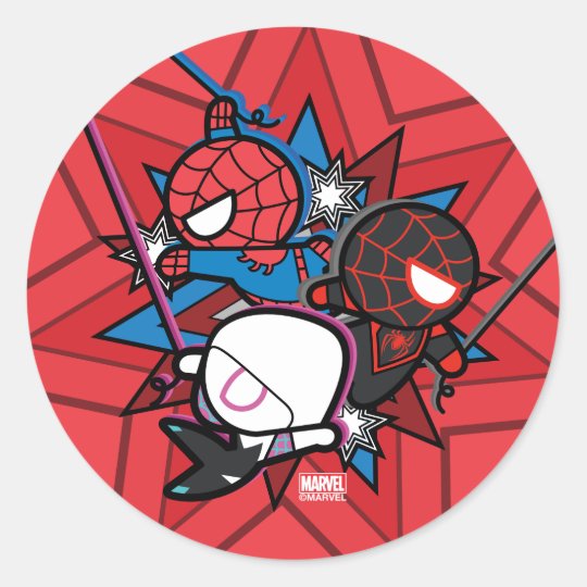 Kawaii Spider Man Ghost Spider Miles Morales Classic Round Sticker Zazzle Ca