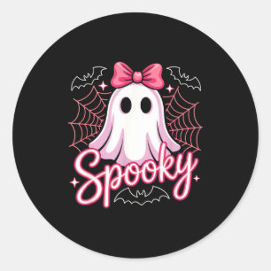 Kawaii spooky ghost cute pink halloween graphic classic round sticker