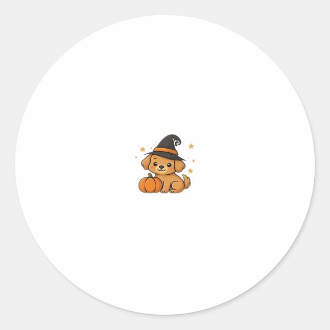 Kawaii Spooky Season Dog � Halloween Pup Classic T Classic Round Sticker (Front)