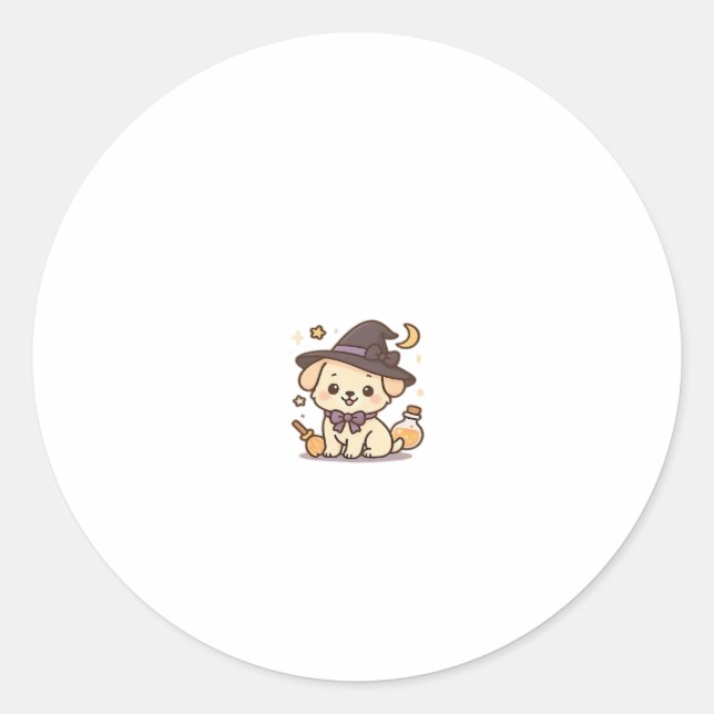 Kawaii Spooky Season Dog � Halloween Pup Classic T Classic Round Sticker (Front)