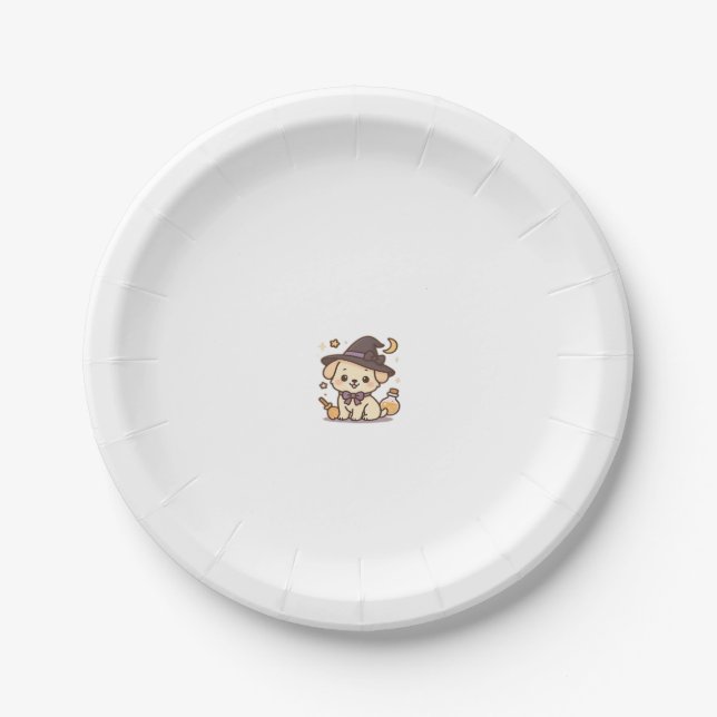 Kawaii Spooky Season Dog � Halloween Pup Classic T Paper Plate (Front)