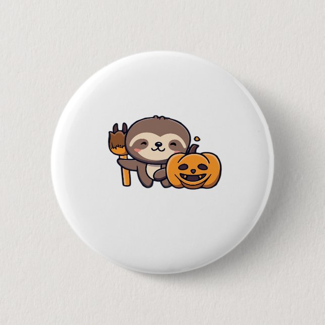 kawaii spooky sloth Classic T-Shirt 2 Inch Round Button (Front)