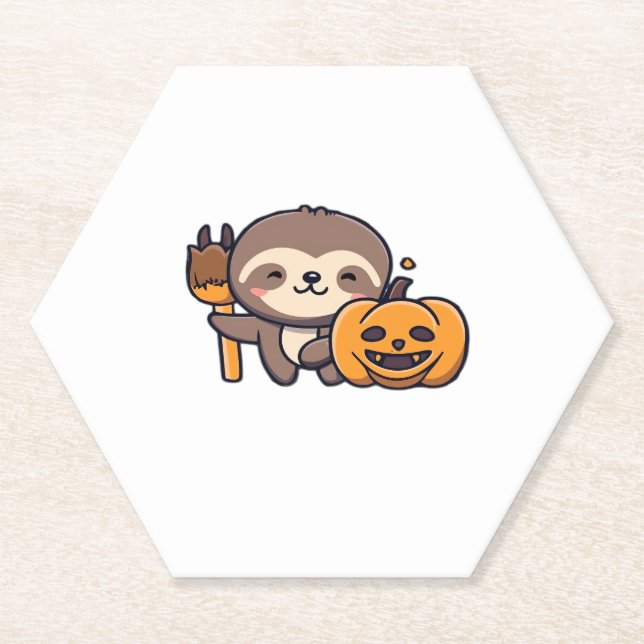 kawaii spooky sloth Classic T-Shirt Paper Coaster (Front)