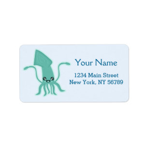 Kawaii Squid Label