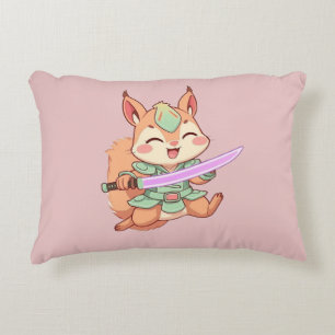 Kawaii Squirrel Samurai. Accent Pillow