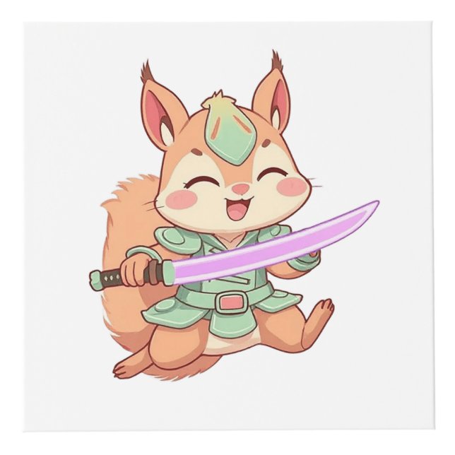 Kawaii Squirrel Samurai. Cube (Top)