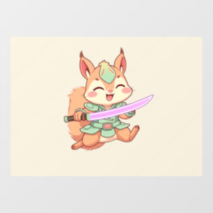 Kawaii Squirrel Samurai. Window Cling