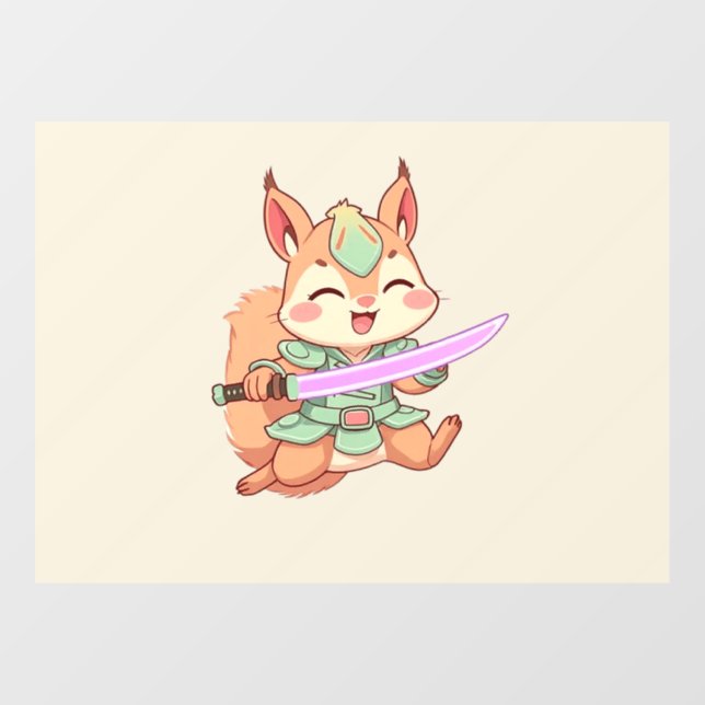 Kawaii Squirrel Samurai. Window Cling (Sheet)