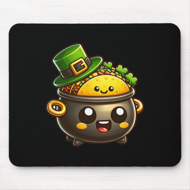 Kawaii St Patricks' Day Pot O Tacos Irish Mexican  Mouse Pad (Front)