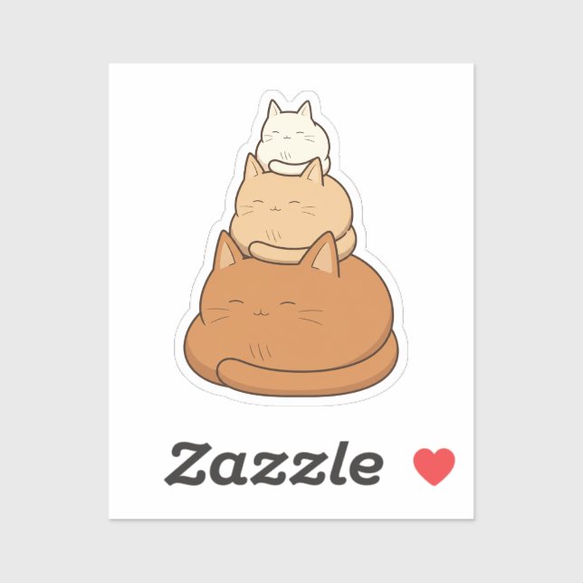 Kawaii Stacked Sleeping Cat Pile Illustration (Sheet)