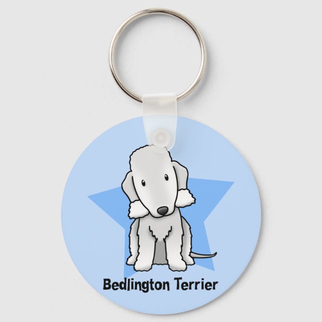 Kawaii Star Bedlington Terrier Keychain (Front)