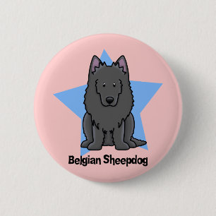 Kawaii Star Belgian Sheepdog 2 Inch Round Button