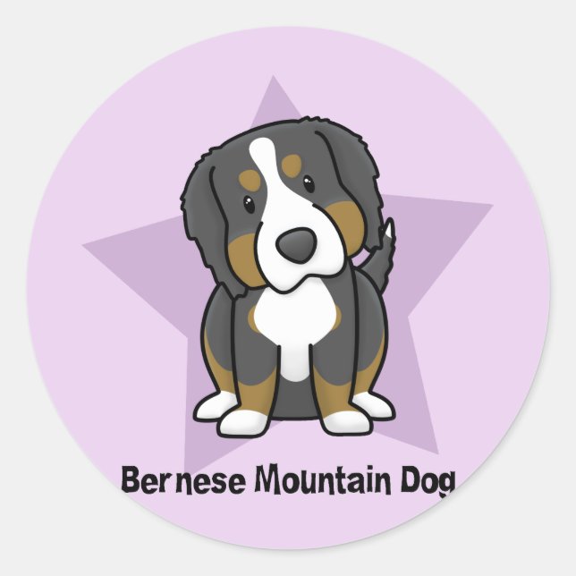 Kawaii Star Bernese Mountain Dog Stickers (Front)
