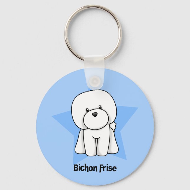 Kawaii Star Bichon Frise Keychain (Front)