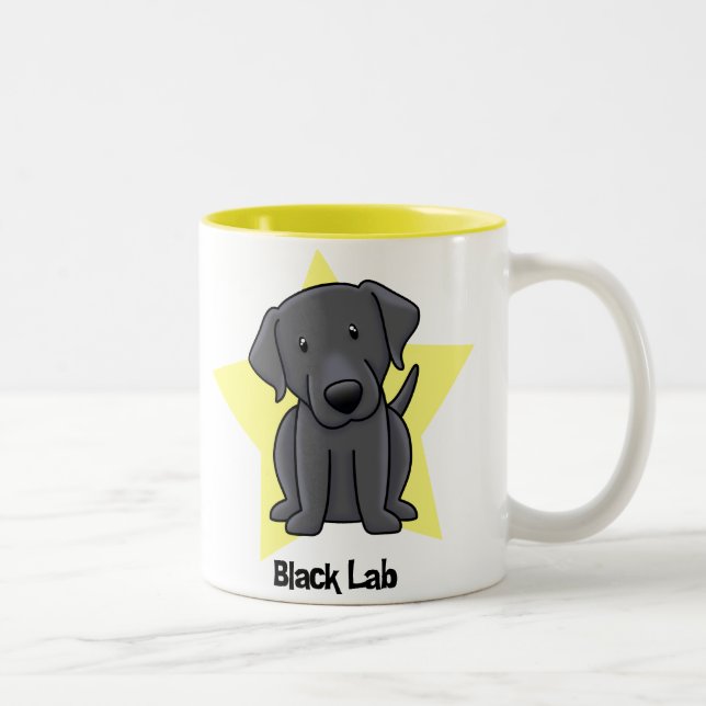 Kawaii Star Black Lab Two-Tone Coffee Mug (Right)