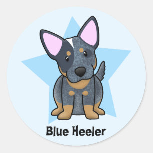 Kawaii Star Blue Heeler Classic Round Sticker