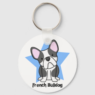 Kawaii Star BW French Bulldog Keychain