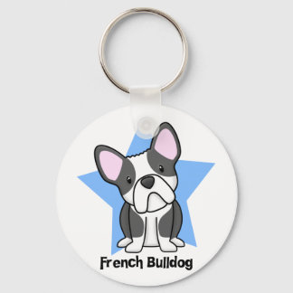 Kawaii Star BW French Bulldog Keychain