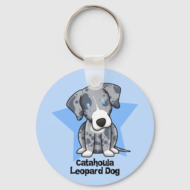 Kawaii Star Catahoula Leopard Dog Keychain (Front)