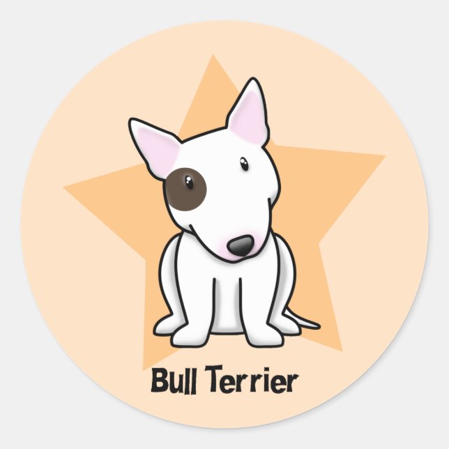 Kawaii Star Eye Spot Bull Terrier Classic Round Sticker (Front)