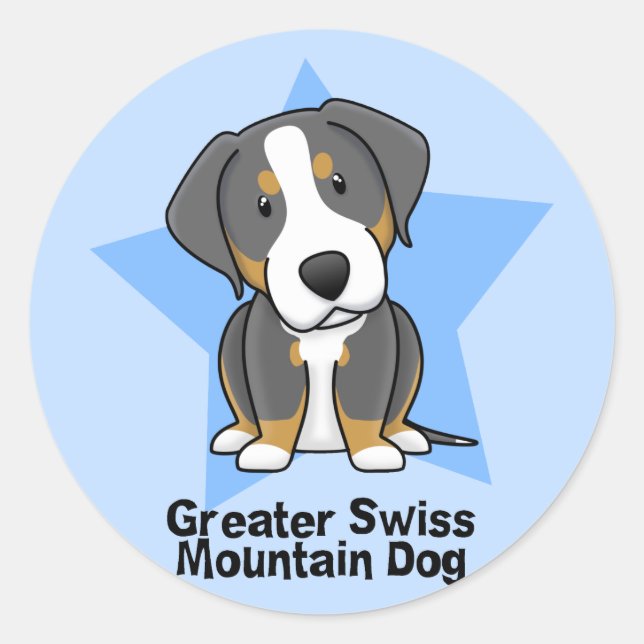 Kawaii Star Greater Swiss Mountain Dog Classic Round Sticker (Front)