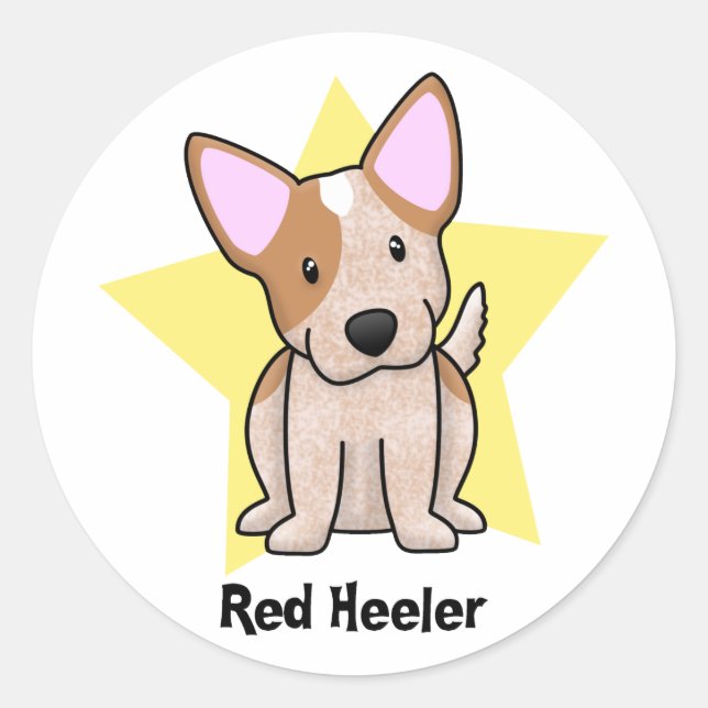Kawaii Star Red Heeler Classic Round Sticker (Front)