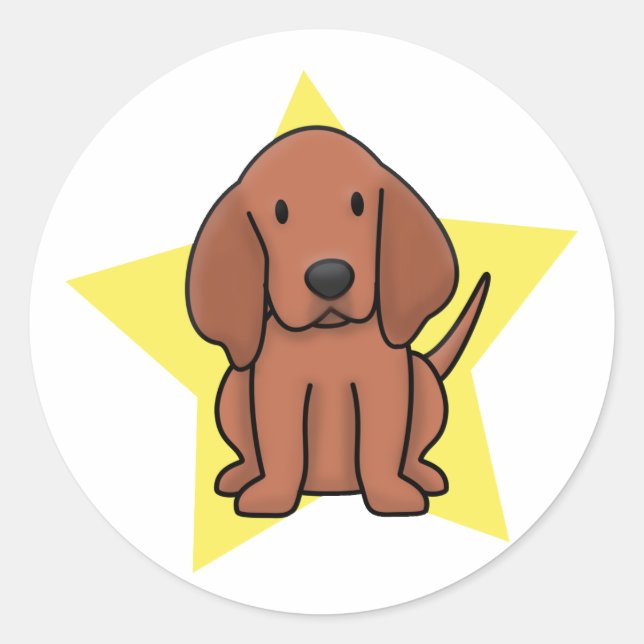 Kawaii Star Redbone Coonhound Classic Round Sticker (Front)