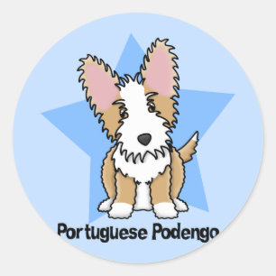 Kawaii Star Wire Portuguese Podengo Classic Round Sticker