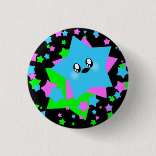 KAWAII STARS GALAXY BUZZ 1 INCH ROUND BUTTON